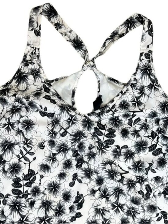 H & M Black & White Floral High Low Midi Dress size 8 - Picture 4 of 12